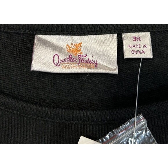 Quacker Factory Rhinestones Embellished top Womens 3X Black Party Evening Shirt - Picture 5 of 5